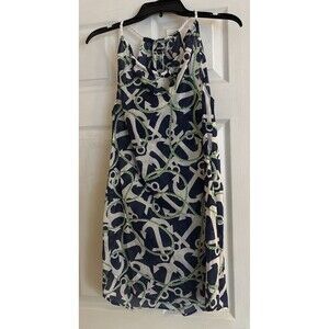 Mudpie Women’s Bathing Suit Coverup Riley Rope Neck Navy Anchors Away Size Large